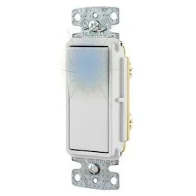 Hubbell X-Clamp 15-amp Single-pole White Rocker Illuminated Residential/Commercial Light Switch