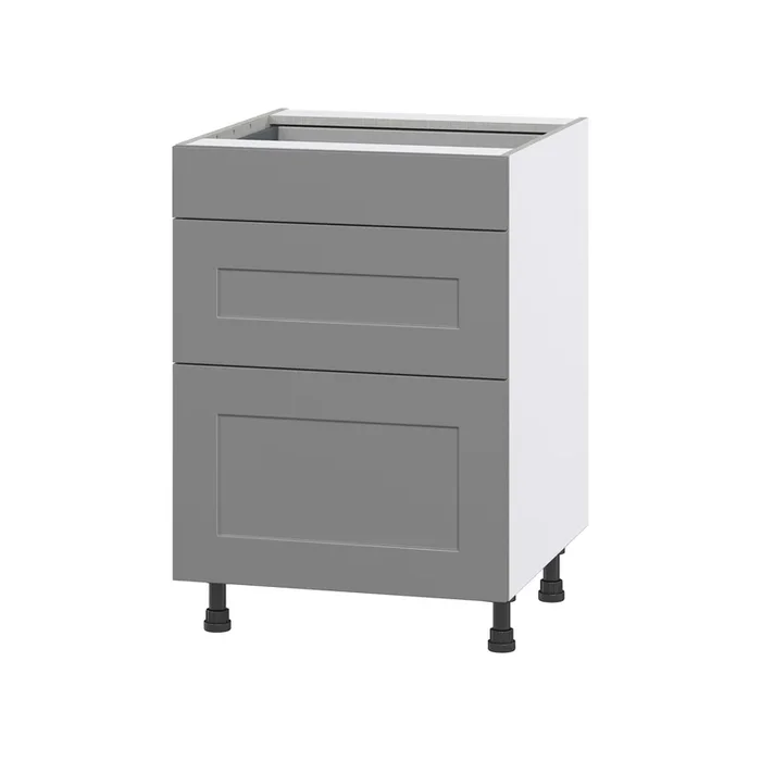 Hugo&Borg Beaumont 24-in W x 34.5-in H x 24-in D Slate Gray 3-Drawer Base Fully Assembled Cabinet