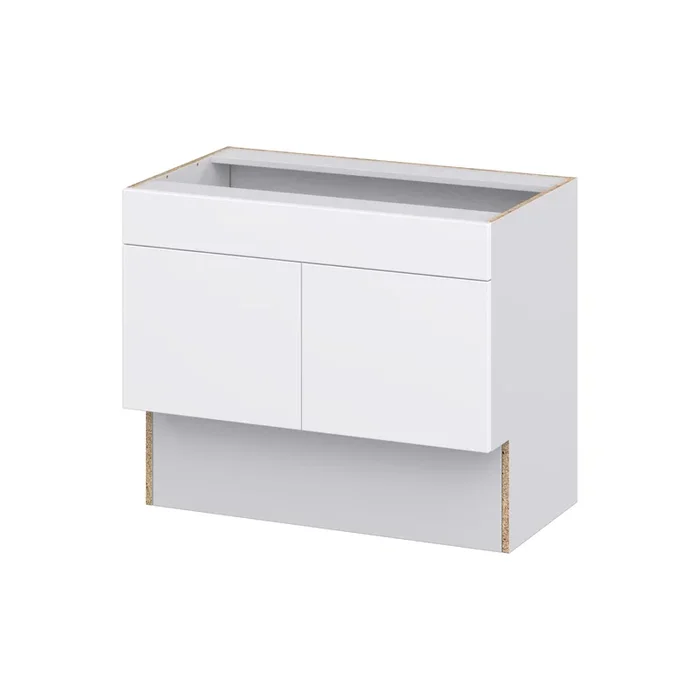 Hugo&Borg Lasalle 36-in W x 30-in H x 21-in D Bright White Slab Sink Base Fully Assembled Cabinet (Flat Panel Slab Style)