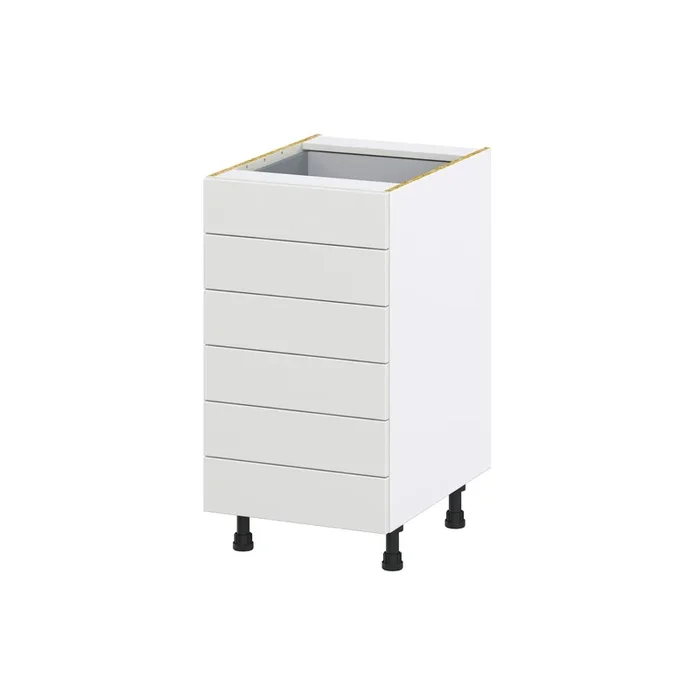 Hugo&Borg Riviera 18-in W x 34.5-in H x 24-in D Bright White 6-Drawer Base Fully Assembled Cabinet