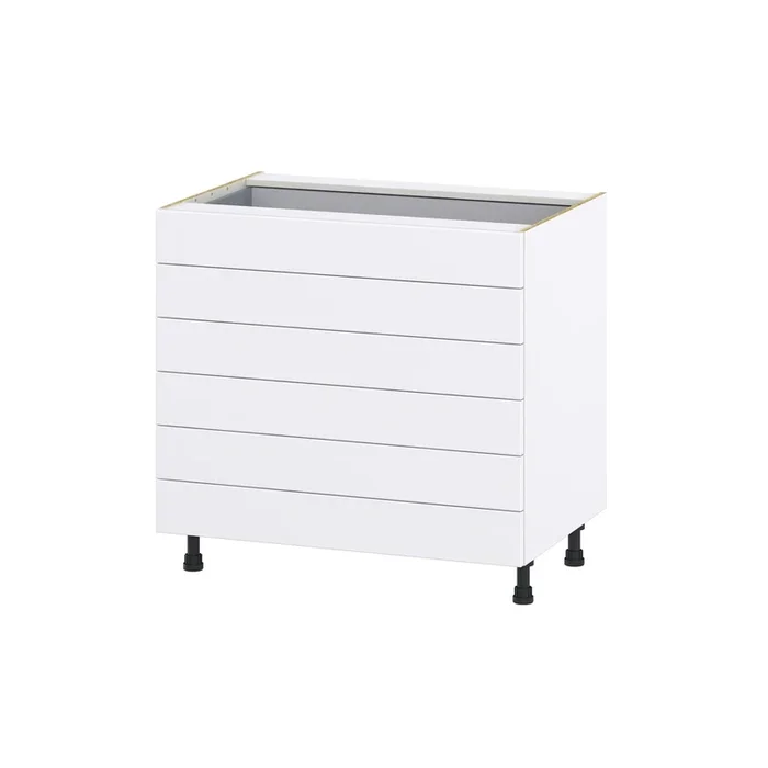 Hugo&Borg Rosemont 36-in W x 34.5-in H x 24-in D Glacier White 6-Drawer Base Fully Assembled Cabinet