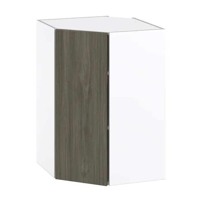 Hugo&Borg Savane 24-in W x 35-in H x 14-in D Textmel Diagonal Corner Wall Fully Assembled Cabinet (Flat Panel Slab Style)