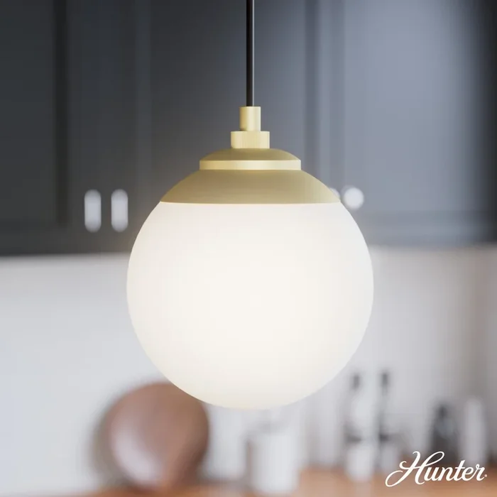 Hunter Hepburn 3-Light Painted Modern Brass Mid-century Globe LED Large Hanging