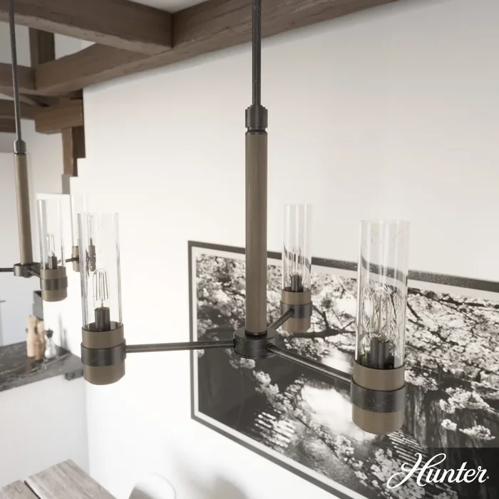 Hunter River Mill 3-Light Matte Black Rustic Led Bare Bulb Chandelier