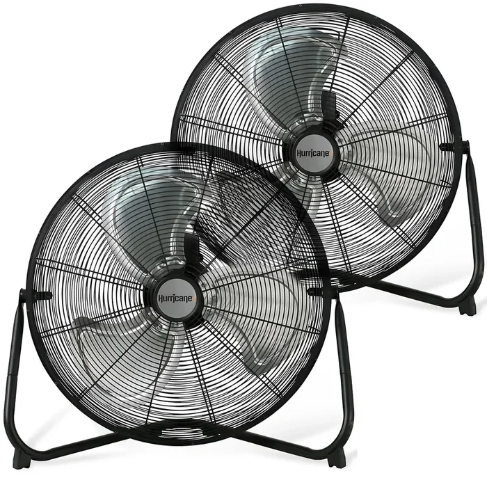 Hurricane Pro 20 Inch 3 Speed High Velocity Metal Floor Fan, Black (2 Pack)