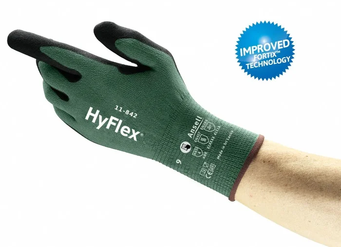 HYFLEX Knit Gloves S (7), Foam Nitrile Palm Coated, ANSI Abrasion Level 4