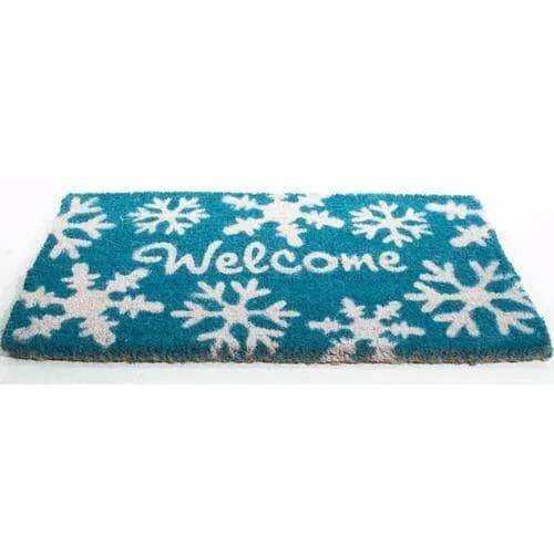 Imports Decor Winter 1-1/2-ft x 2-1/2-ft Blue Rectangular Outdoor Door Mat