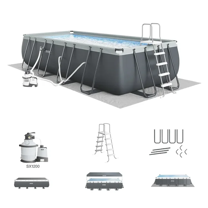 Intex 18′ x 9′ x 52″ Ultra XTR Rectangular Frame Swimming Pool Set with Pump