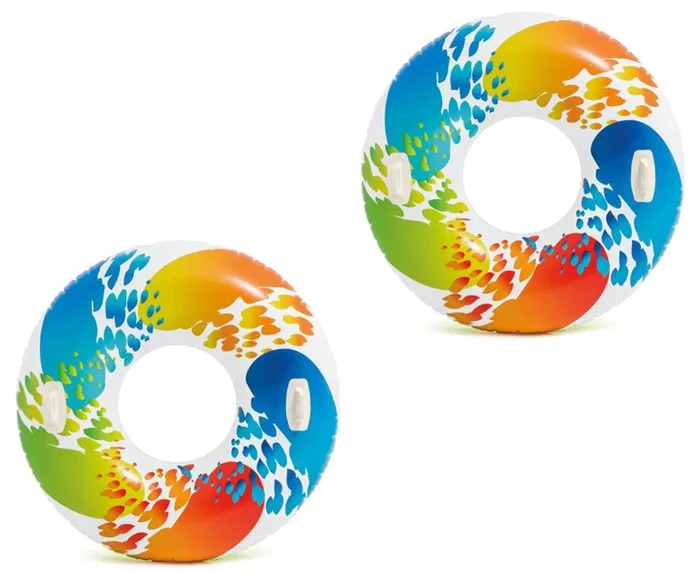 Intex Inflatable 47″ Color Whirl Tube Swimming Pool Raft with Handles (2 Pack)