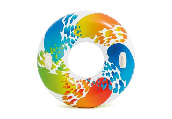 Intex Inflatable 47″ Color Whirl Tube Swimming Pool Raft with Handles, (6 Pack)