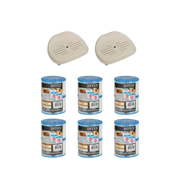 Intex Removable Hot Tub Seat (2 Pack) & Filter Replacement Cartridges (6 Pack)