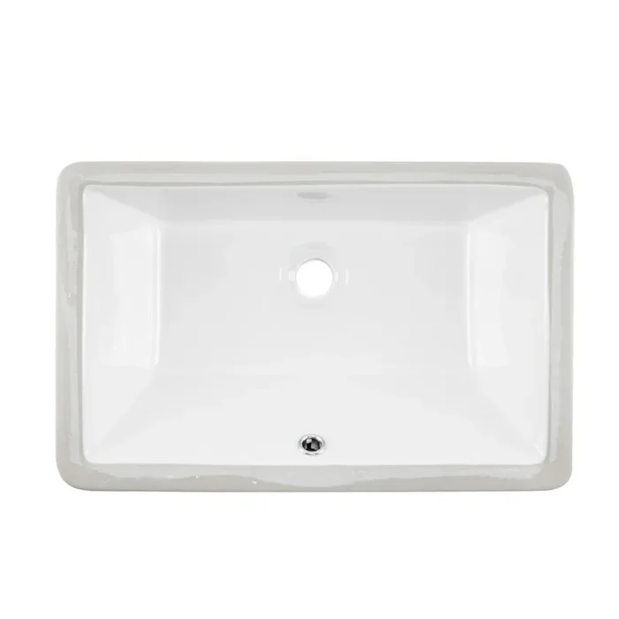 IPT Sink Company Rectangular Glazed Ceramic Undermount Bathroom Vanity Sink in White