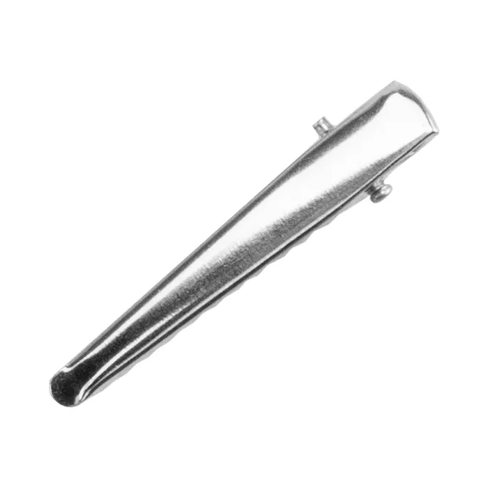 Iron Alligator Hair Clip Finding – Silver Long Tie – 47mm x 7mm – Pkg/20