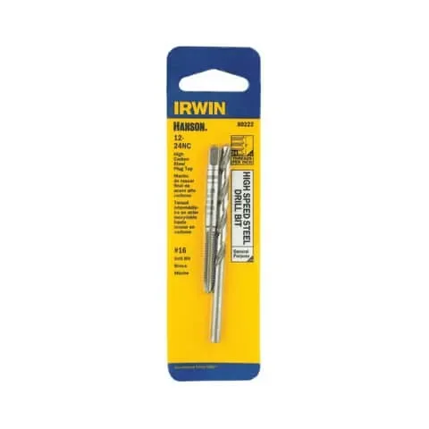 Irwin Hanson High Carbon Steel HCS Tap and HSS Drill Bit Set 12 – 24 2 pc
