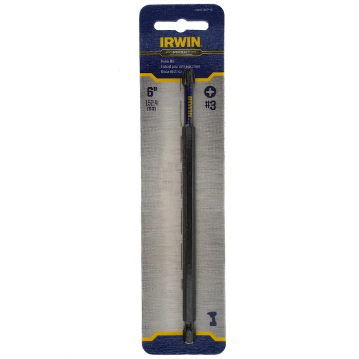Irwin IWAF36PH3 #3 Phillips Impact Performance Series Power Bit, 6″ Length
