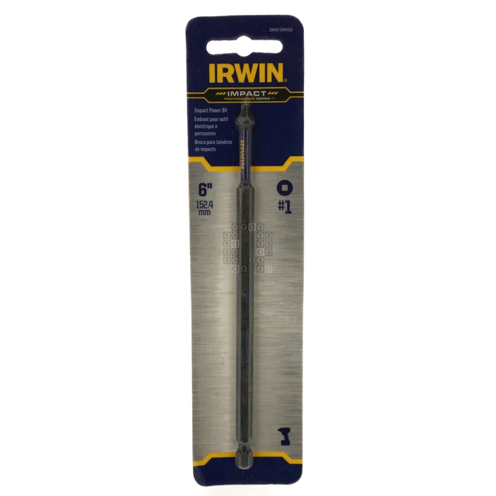 Irwin IWAF36SQ1 SQ1 #1 Square Recess Impact Performance Series Power Bit, 6″ Length