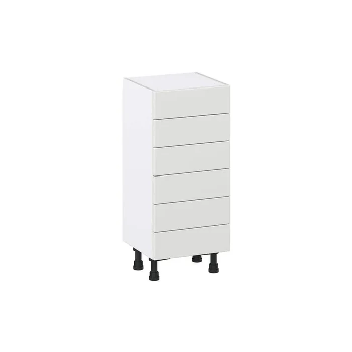J COLLECTION 15 in. W x 34.5 in. H x 14 in. D Alton Painted White Shaker Assembled Shallow Base Kitchen Cabinet with 6 Drawers