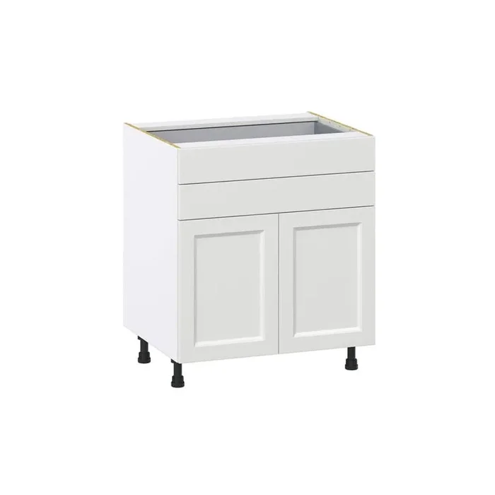 J COLLECTION Alton 30 in. W x 24 in. D x 34.5 in. H Painted White Shaker Assembled Base Kitchen Cabinet with Two 5 in. Drawers