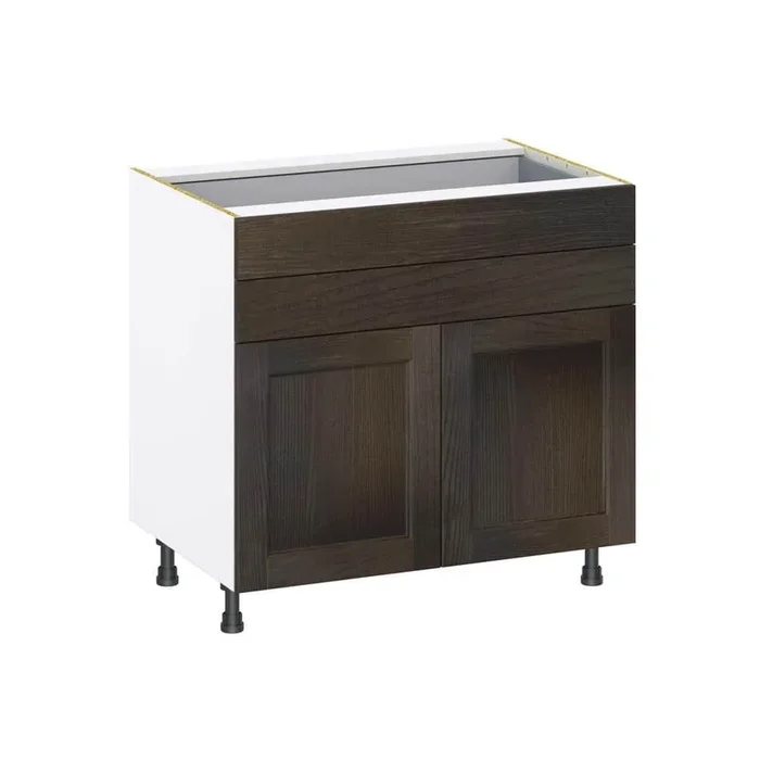 J COLLECTION Lincoln Chestnut Solid Wood Assembled Base Kitchen Cabinet with 2-5 in. Drawers (36 in. W x 34.5 in. H x 24 in. D)