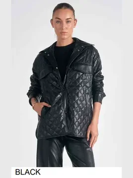 Jacket black long Sleeve Snap down Front FLQ8223