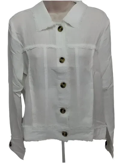 Jacket White Woven Jean Style Long Sleeve 422400CO