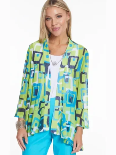 Jacket- Women-3/4 Flounce Sleeve circle hen Open jacket