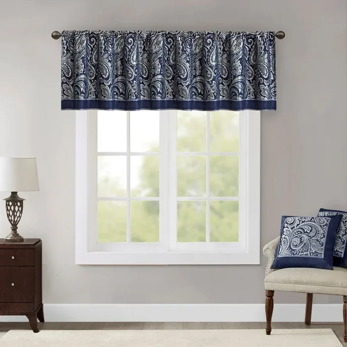Jacquard Window Valance Navy 50X18″ Navy Polyester