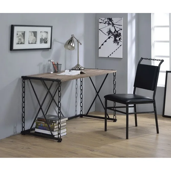 Jodie Desk in Rustic Oak & Antique Black 92248