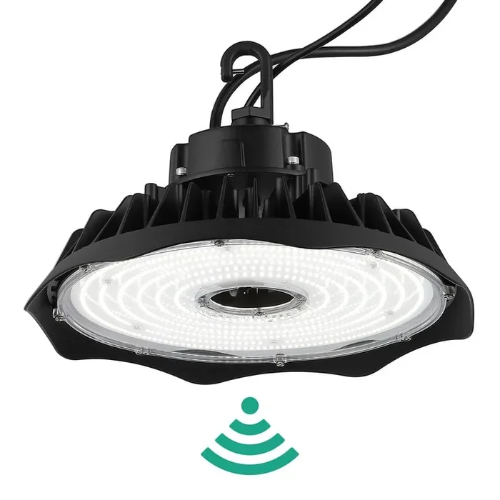 JONATHAN Y 200-Watt Equivalent Integrated LED Motion Sensor Black High Bay Light Indoor/Outdoor UFO Light 26000 Lumens 5000K