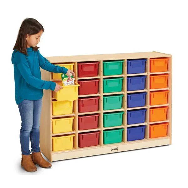 Jonti-Craft® 25 Cubbie-Tray Mobile Storage – with Colored Trays