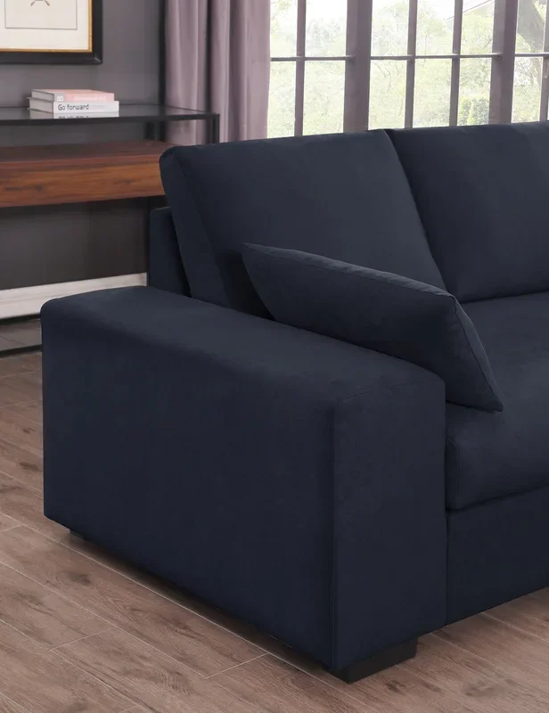 Joshua 100″W Dark Gray Woven Fabric Sectional Sofa With Right Facing Chaise And Console Ottoman Dark Gray Fabric 4 Seat