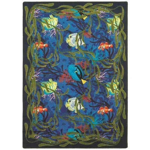 Joy Carpets Under the Sea 5 x 8 Blue Indoor Kids Area Rug