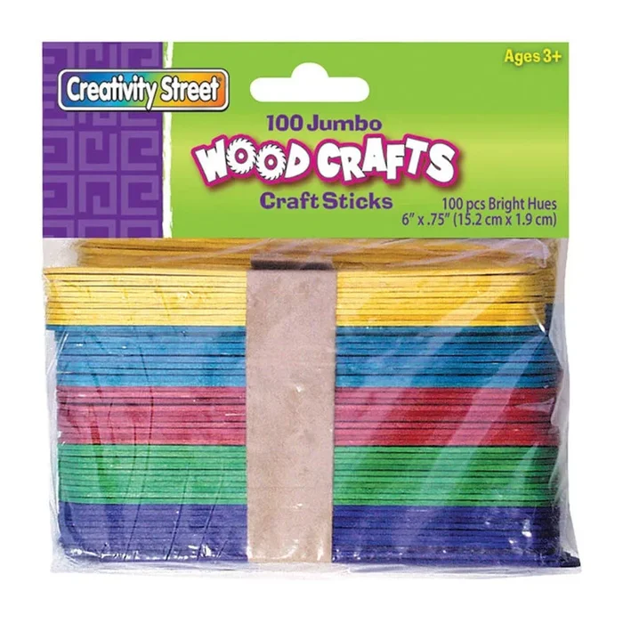 Jumbo Craft Sticks 6 X 3/4 100/Pk Bright Hues
