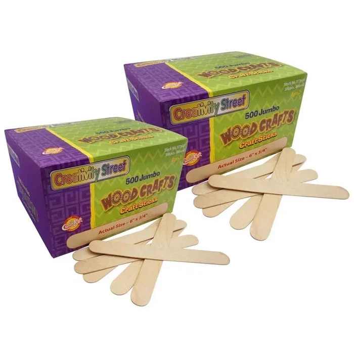 Jumbo Craft Sticks, Natural, 6″ X 0.75″, 500 Pieces Per Pack, 2 Packs