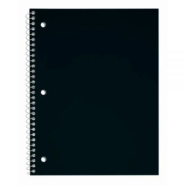 Just Basics Poly Spiral Notebook, 8″ X 10-1/2″, 1 Subject, Wide Ruled, 70 Sheets, Black