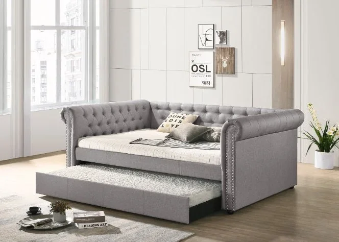 Justice Full Daybed & Twin Trundle, Smoke Gray Fabric