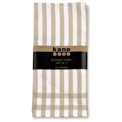 Kane Home Taupe/White Cotton Striped Kitchen Towel 3 pk
