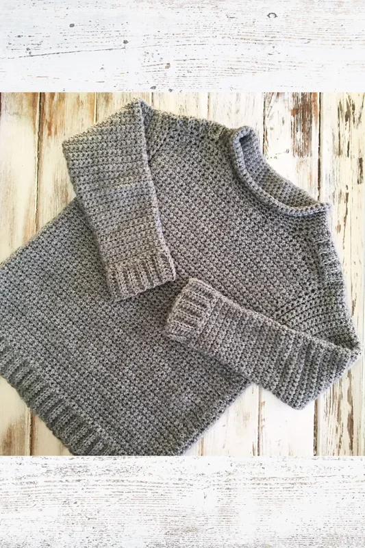 Kids Ribbed Shoulder Sweater (Crochet)