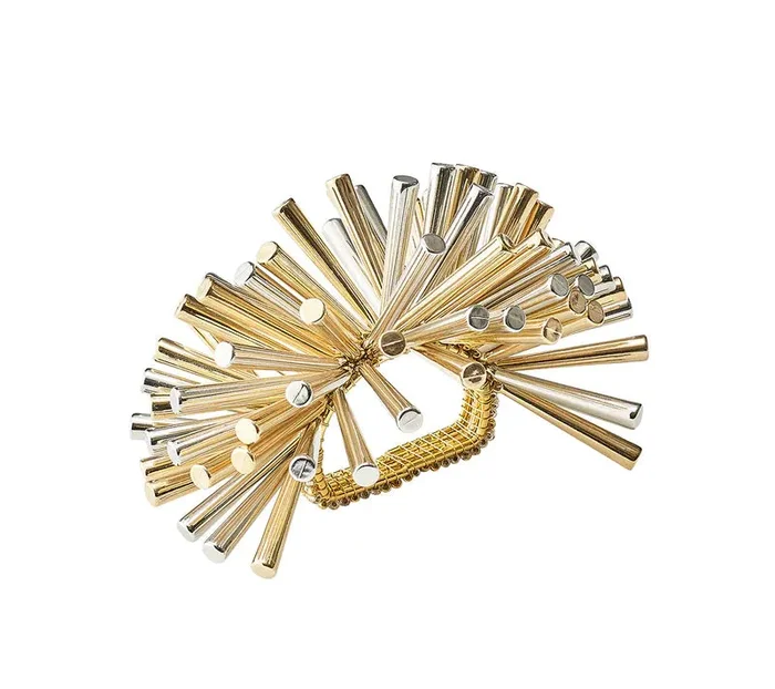 Kim Seybert – Fringe Napkin Ring – Gold & Silver