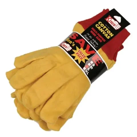 Kinco Men’s Indoor/Outdoor Knit Wrist Chore Gloves Red/Yellow L 3 pair