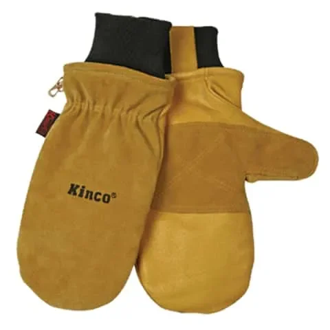 Kinco XL Pigskin Leather Cold Weather Black/Gold Mittens