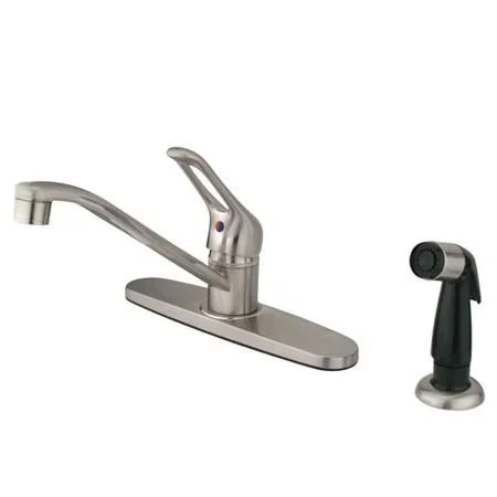 Kingston Brass Wyndham Centerset with Single Loop Handle and Side Sprayer, Satin Nickel