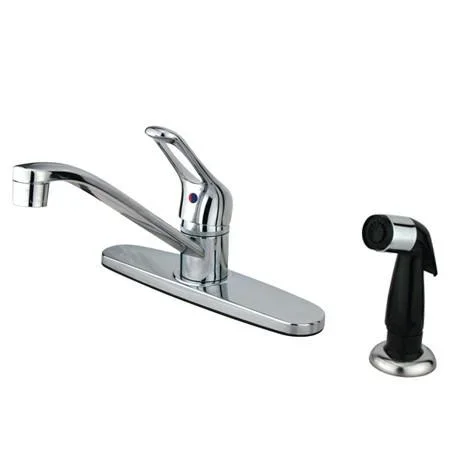 Kingston Brass Wyndham Centersetwith Single Loop Handle and Side Sprayer, Chrome