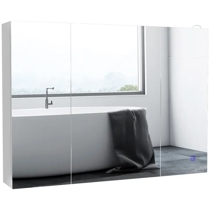 Kleankin Lighted Medicine Cabinet With Mirror, 26″ X 36″ Wall Mounted Bathroom Mirror With Storage, 3 Color Bathroom Wall Cabinet With Usb Charge, Adjustable Shelf, High Gloss White White Mdf