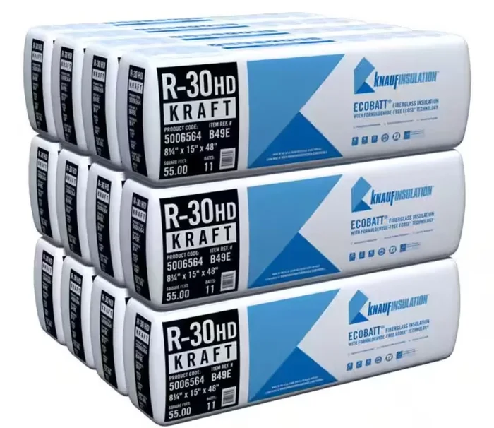 Knauf Insulation Ecobatt R-30 HD Unfaced Fiberglass Insulation Batts 8.25″ x 15″ x 48″ 55 SF