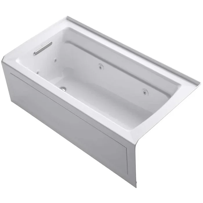 KOHLER Archer 5 ft. Left-Drain Rectangular Alcove Whirlpool Bathtub in White
