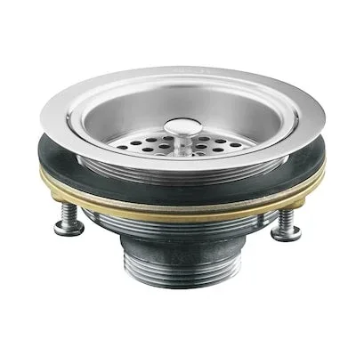 KOHLER Duostrainer 3.5-in Polished Chrome Brass Rust Resistant Strainer with Lock Mount Included Tailpipe Included Basket Included