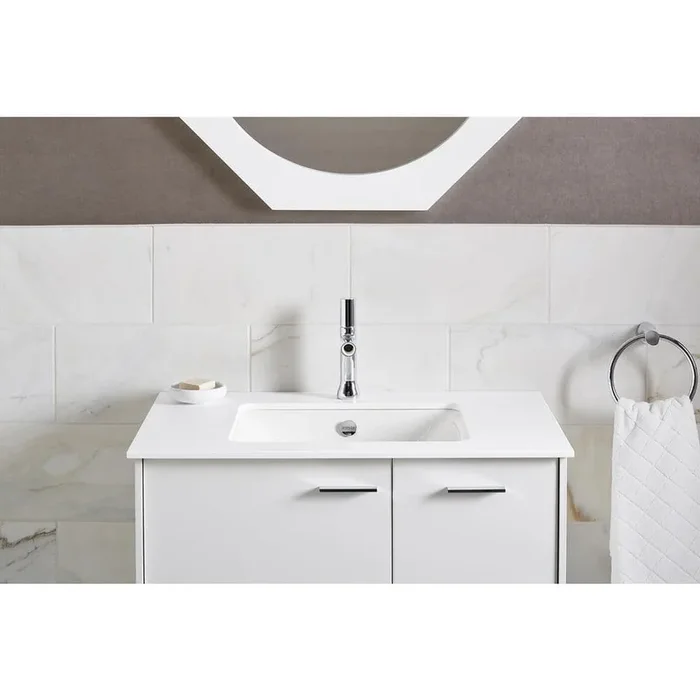 KOHLER Iron Plains 18″ Square Drop-in/Undermount Cast Iron Bathroom Sink in White with Overflow