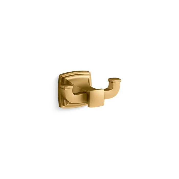 KOHLER Riff J-Hook Double Robe/Towel Hook in Vibrant Brushed Moderne Brass