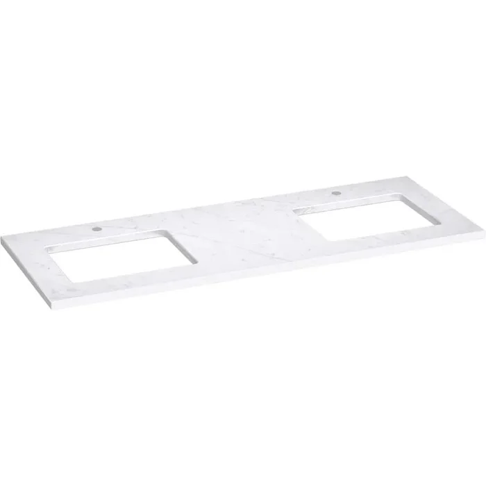 KOHLER Silestone 61 in. W x 22.4375 in. D Quartz Double Rectangle Cutouts with Vanity Top in Eternal Statuario